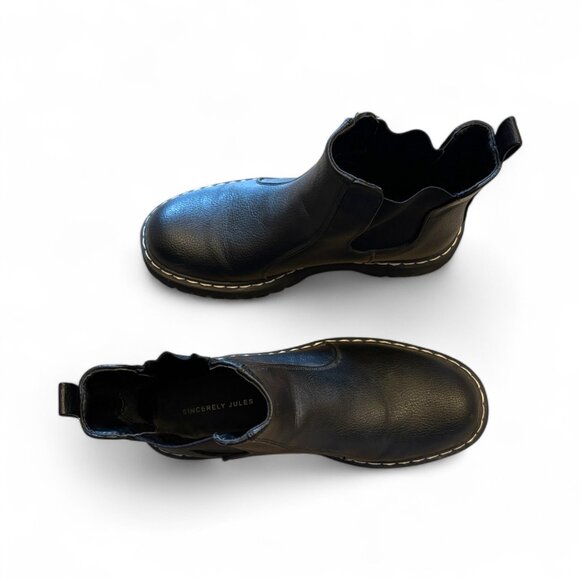 Sincerely Jules Hippie Chelsea Boots 8.5 Black Vegan Leather Platform - Picture 4 of 10